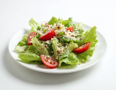 Classic Caesar salad with croutons and Parmesan cheese, isolated on white background clipart