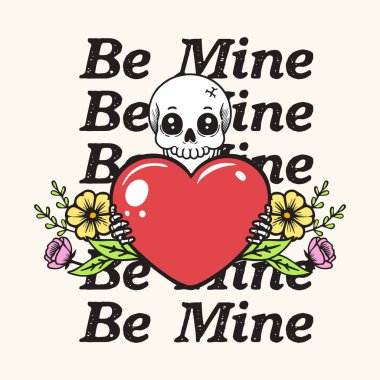 Be mine - Retro vintage Valentine T-shirt Design clipart