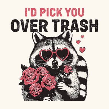 Güven yerine seni seçiyorum - Retro vintage Valentine tişört tasarımı