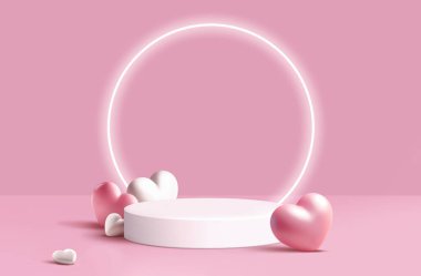 Valentine Pembe 3D Gerçekçi Arkaplan Podyumu Ürün Gösterimi