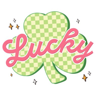 Lucky Shamrock Retro Vintage T-shirt Design clipart