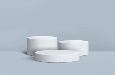 Minimum Podyum Açık Mavi 3D Gerçekçi Arkaplan Podyumu Ürünleri Long.jpg Görünümü