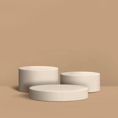 Asgari Podyum Bronzlaştırıcı 3D Gerçekçi Arkaplan Podyumu Ürün Görüntüleme Karesi. jpg