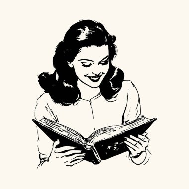 Bir kitap okuyan kadın Grafik Tees için Moda Klasik Kitap Retro Sanat Tasarımı