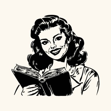Bir kitap okuyan kadın Grafik Tees için Moda Klasik Kitap Retro Sanat Tasarımı
