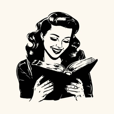 Bir kitap okuyan kadın Grafik Tees için Moda Klasik Kitap Retro Sanat Tasarımı