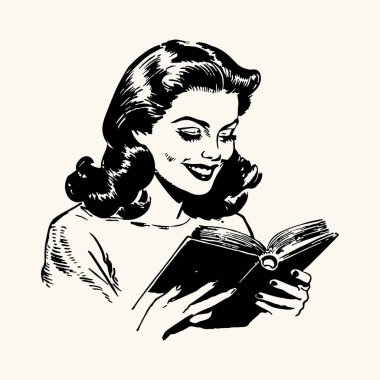 Bir kitap okuyan kadın Grafik Tees için Moda Klasik Kitap Retro Sanat Tasarımı