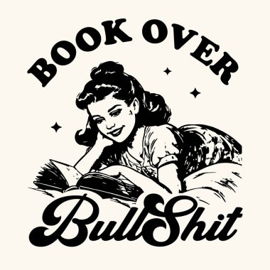 Book Over Bullshit Retro vintage T-shirt Design