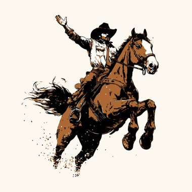 Cowboy Rodeo Batı Grafik Tees için Retro Sanat Tasarımı