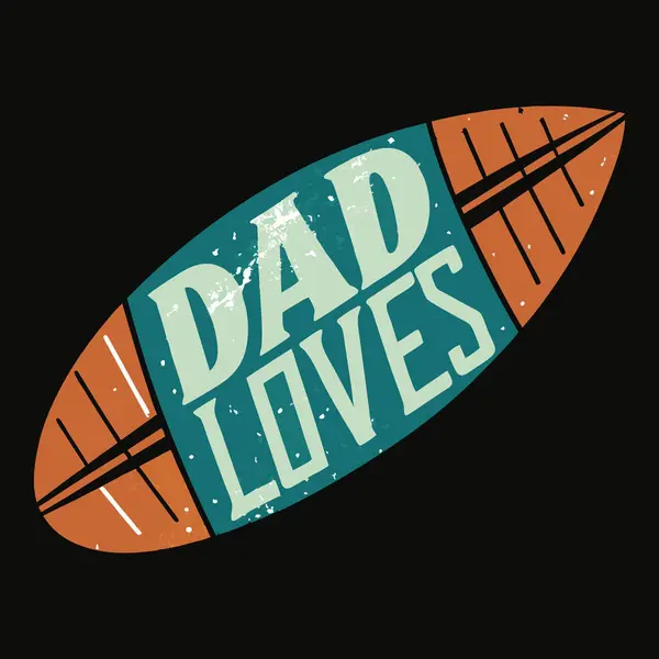 stock vector This graphic design features an American football with the text DAD LOVES prominently displayed. The football is stylized with a dark background, contrasting with its orange-brown color. The bold, blocky font emphasizes a fathers love for the sport.