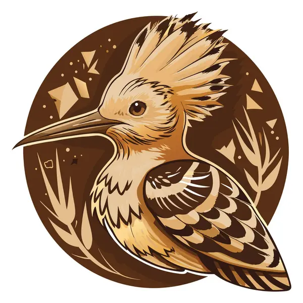 stock vector A hoopoe with a distinctive crest, set against a warm, earthy background. Ideal for t-shirts, posters, and accessories celebrating wildlife.