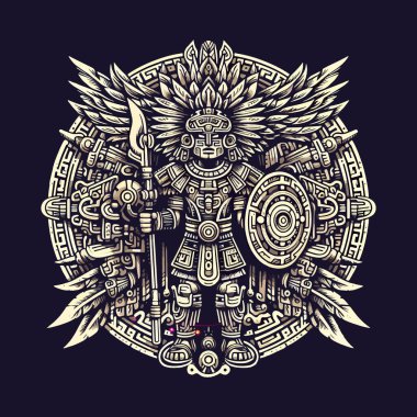 Traditional Aztec Warrior Design clipart