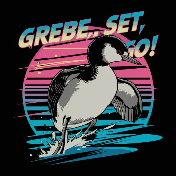 stock vector A grebe in motion with the catchy phrase 