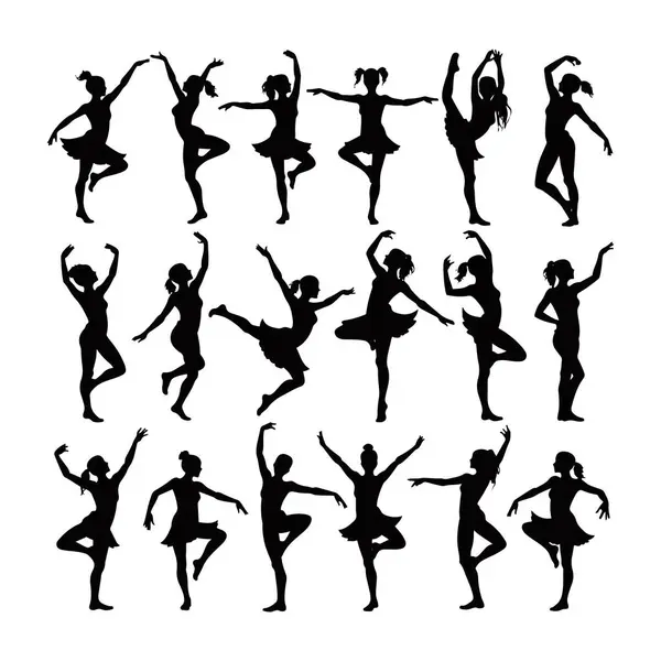 stock vector A captivating collection of black silhouettes depicting children in various ballet dance poses.