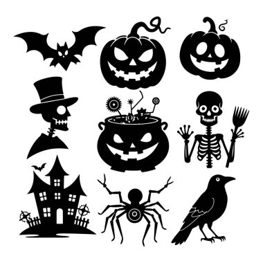 Playful Halloween Silhouette Set Collection clipart