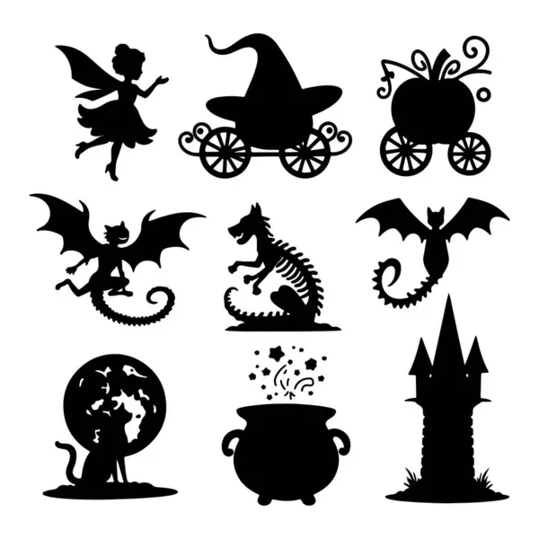 stock vector Halloween Fantasy Silhouette Set Collection