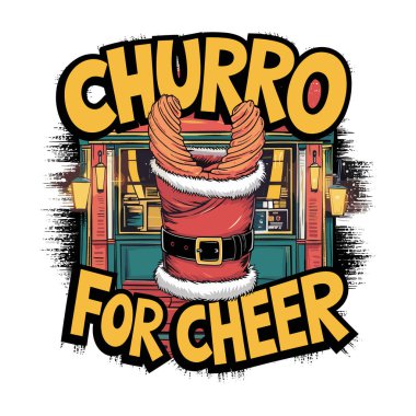 A pair of churros dressed in a Santa outfit with text clipart