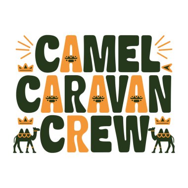 Playful Camel Caravan Crew Design clipart