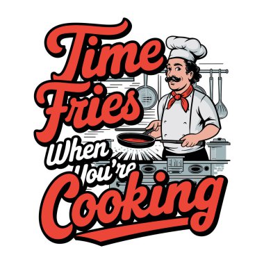 Stylish Typography With A Chef In A Classic Kitchen Setting clipart