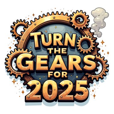 Embrace the momentum of the New Year with interlocking gears and text clipart