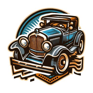 A beautifully detailed vintage car with a retro design clipart