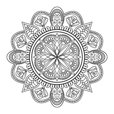 Childen için Modern Mandala Sanat Boyama Kitabı Sayfası