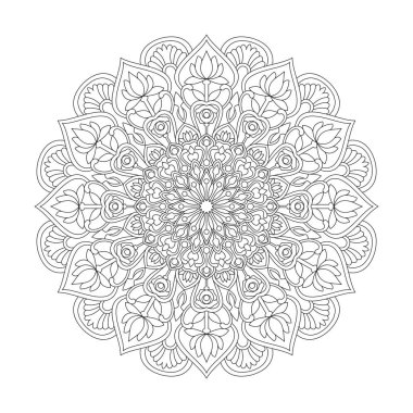 Boyama Kitabı Sayfasının Yaratıcılık Mandala 'sı veya Yetişkinler ve Çocuklar için Kağıt Kesme
