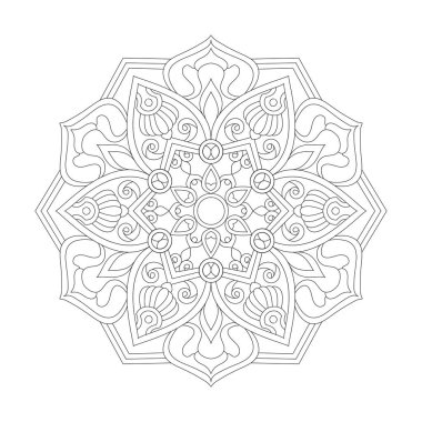 Yetişkinler ve Çocuklar için Renkli Kitap Sayfası İzole Mandala.