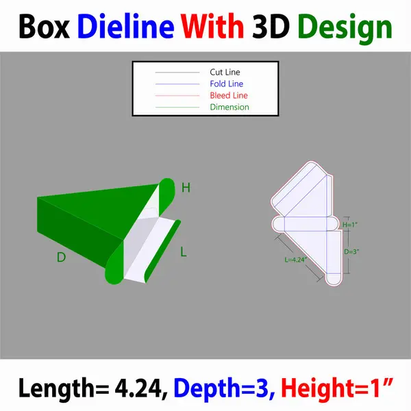 Kek Kutusu 4.24x3x1 inç Dieline Şablonu 3D Tasarım