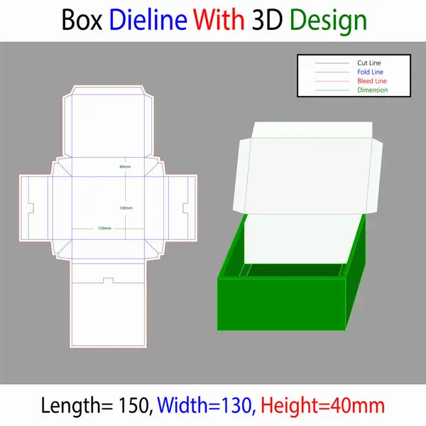 Hediye Kutusu 150x130x40mm Dieline Şablonu 3D Tasarım