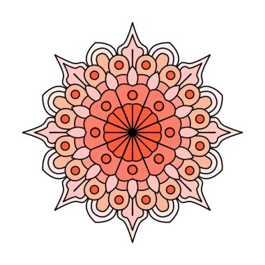 Parlak Çiçekler renkli mandala boyama kitabı sayfası