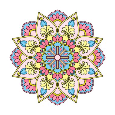 Neşeli Kasırga renginde mandala boyama kitabı sayfaları.