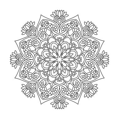 Tuhaf Taç Yaprakları mandala boyama kitabı sayfası