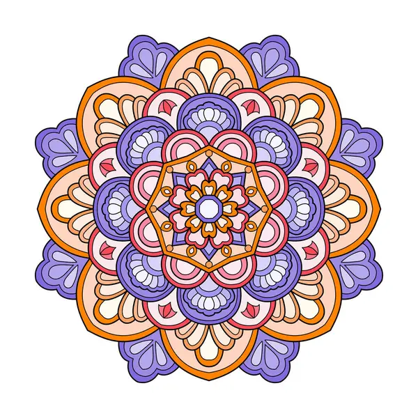 Renkli mandala boyama kitabı sayfası.