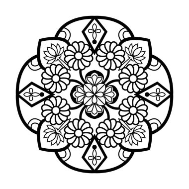 Kozmik zen çiçekleri mandala boyama kitabı sayfası