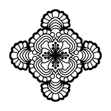 Çiçek süsü mandala boyama kitabı sayfası