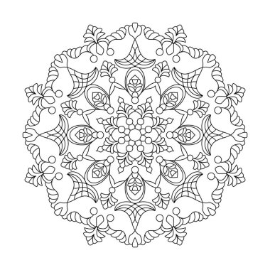 Kaleydoskopik Yaratılış Mandala boyama kitabı sayfası