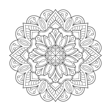 Çocuklar için basit ve temel mandala boyama kitabı sayfası