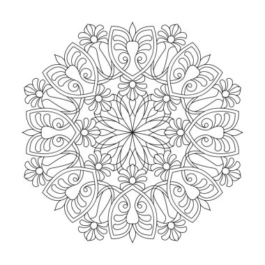 Çocuklar için Renklendirme Kitabı Sayfası Karmaşık Mandala