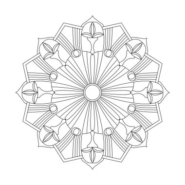 Çocuklar için mutluluk dolu mandala boyama kitabı sayfası