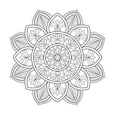 Çocuklar için rüya yaprakları mandala boyama kitabı sayfası