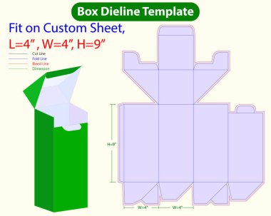 Nexus Kutusu L 4, W 4, H 9 inç dizel şablon. Tasarım Düzenlenebilir Vectoe Dosyası