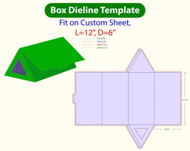 Kelebek Açılır Zarf W 12.74, H 9.74 cm Dieline Şablonu. Tasarım Düzenlenebilir Vectoe Dosyası