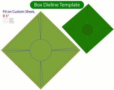 Çember Şablon R 5 inç Dieline Şablonu. Tasarım Düzenlenebilir Vectoe Dosyası