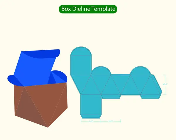 Flap Hediye Kutusu L 8, W 8, H 6 inç Dieline Şablonu. Tasarım Düzenlenebilir Vectoe Dosyası