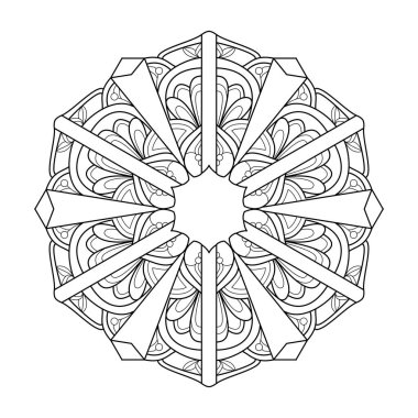 Mandala şablon renklendirme kitabı sayfası yenileniyor. Yetişkinler İçin Mandala Boyama Kitabı Sayfaları Rahatlatır, Deneyimler Rahatlatır. Yeniden Boyutlandırılabilir Vektör Dosyası