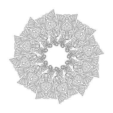 Mandala Göksel Daireler Boyama Kitabı Sayfası. Yetişkinler İçin Mandala Boyama Kitabı Sayfaları Rahatlatır, Deneyimler Rahatlatır. Yeniden Boyutlandırılabilir Vektör Dosyası