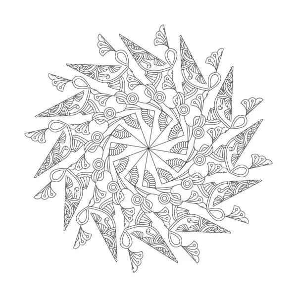 Serene Sunburst Mandala Renklendirme Kitabı Sayfası. Yetişkinler İçin Mandala Boyama Kitabı Sayfaları Rahatlatır, Deneyimler Rahatlatır. Yeniden Boyutlandırılabilir Vektör Dosyası