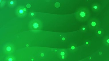 Dalgalı arka planda yeşil parlak daireler. Teknoloji, bilim veya dijital kavramlar için uygun soyut tasarım. İş sunumları, web tasarımları.