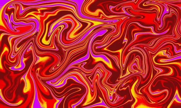 Soyut Psikedelik Mermer Akışı, Canlı Kırmızı, Sarı ve Mor